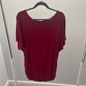 Made by Johnny Red Ruched Short Sleeve Top